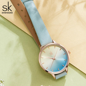 simple leather watch womens