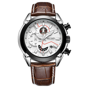 mens watch white face brown leather