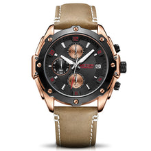 black face watch with brown strap