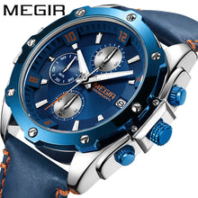 mens watch blue dial leather strap