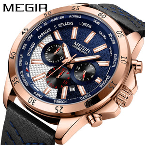 men's leather chronograph watch
