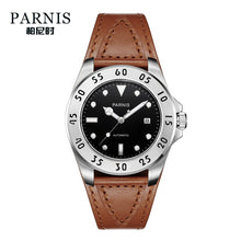 brown strap black dial watch