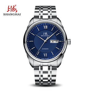 silver watch blue face mens