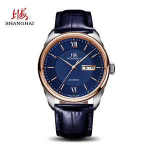 blue dial blue leather strap watch