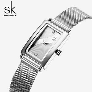 women's square face silver watches