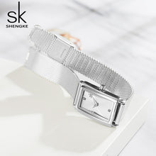 women's square silver watch